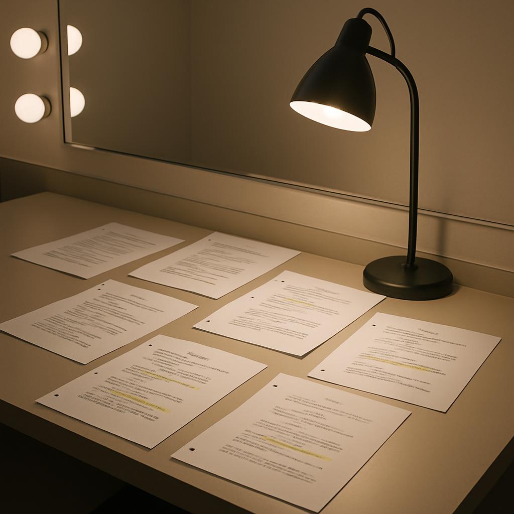 Table lamps, office desk and sheet paper.
